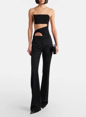 香港直邮Courreges 女士 缎面薄纱连体衣 black黑色 舒适时尚