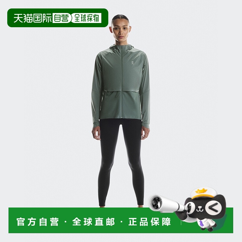 自营欧洲直邮ON昂跑 Core系列女士橄榄绿聚酰胺防水连帽外套