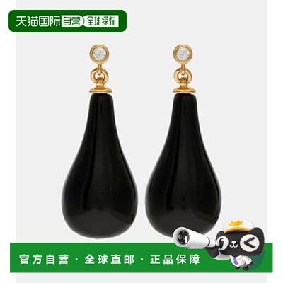 1h可退 香港直邮TOTÊME 女士 玛瑙镀金耳环 black黑色 舒适时尚