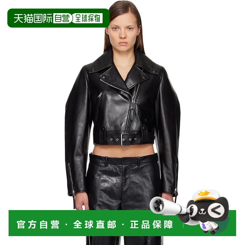 香港直邮Givenchy 纪梵希 女士 黑色 Cropped Cocoon 皮革夹克 BW