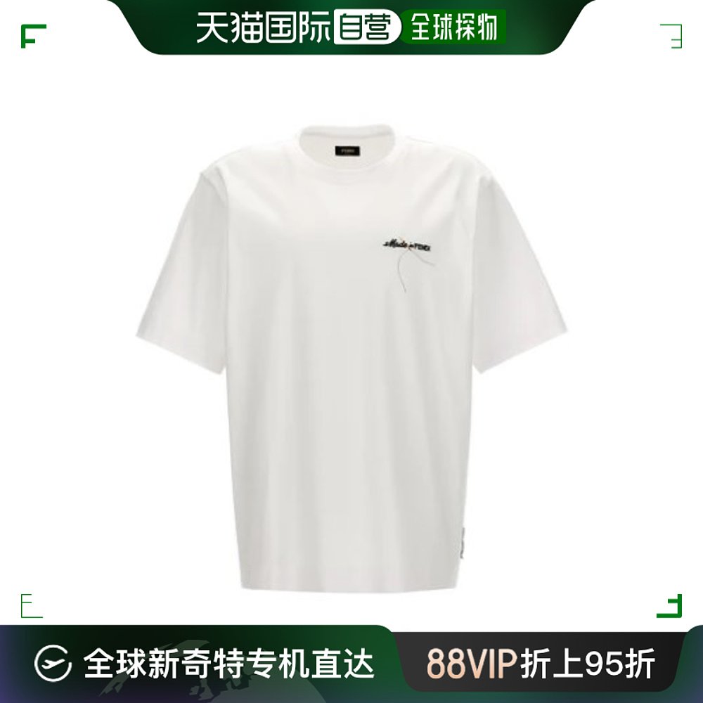 香港直邮FendiFENDI白色男士T恤 FY0936-AR6W-F0QA0