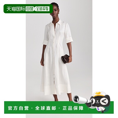 1h可退 香港直邮Simkhai 女士 Claudine 短袖衬衫式中长连衣裙