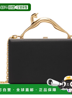 1h可退 香港直邮Lanvin 朗雯 女士 黑色 Fusion Cat Leather 手提