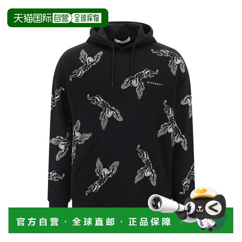 香港直邮黑色连帽印花卫衣