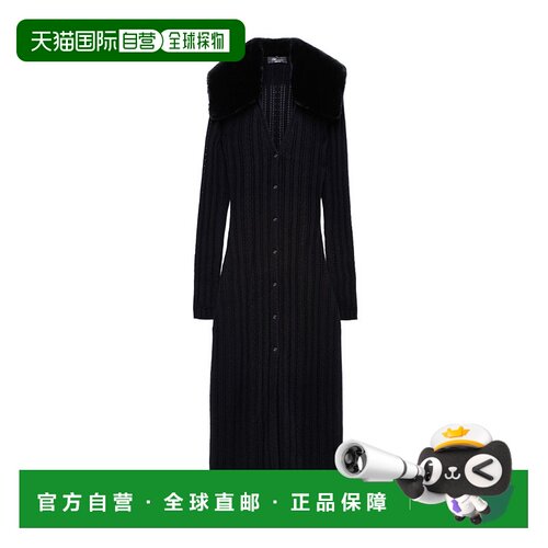 香港直邮Blumarine 生态毛皮领针织中长款连衣裙 2A194AN0990开衫
