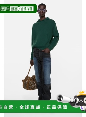 自营欧洲直邮Acnes Studios 男士墨绿色羊绒连帽套头针织衫