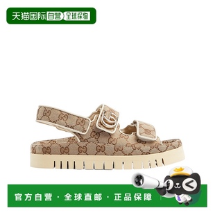 香港直邮Gucci 816630FAD9F古驰魔术贴 双G平底凉鞋