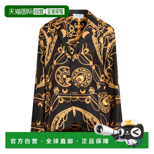 1h可退 香港直邮Marine Serre 女士 Blouses 真丝衬衫 black黑色