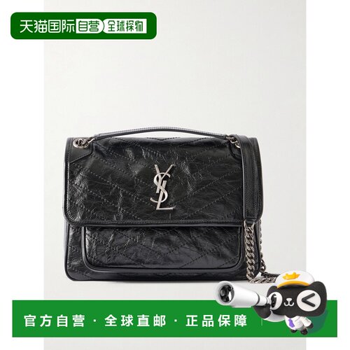 香港直邮Saint Laurent 圣罗兰 女士 Niki 中号褶皱漆皮肩包 6331