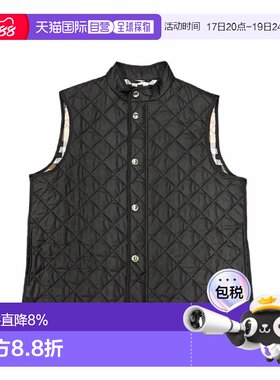 自营Burberry/博柏丽 男士黑色聚酰胺单排扣压纹马甲新款