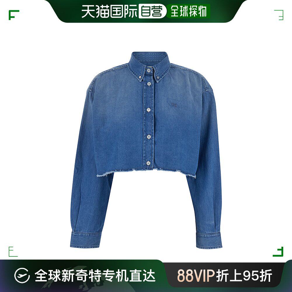 香港直邮givenchy 纪梵希 女士 jeans 蓝色短款衬衫(牛仔色) bw61
