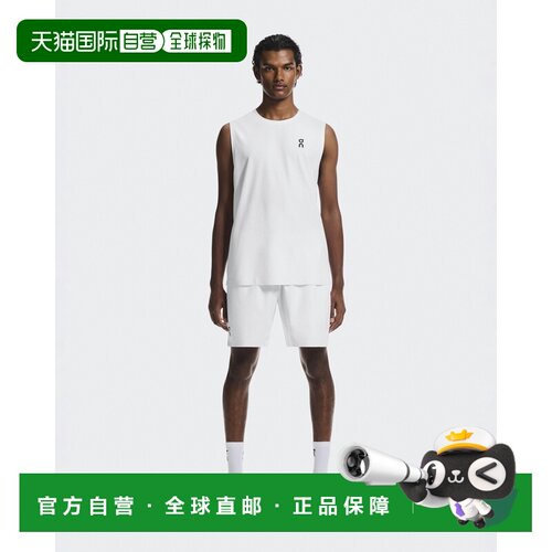 自营欧洲直邮On昂跑 男士白色聚酯纤维网眼拼接运动短裤