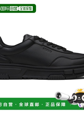 香港直邮HUGO 雨果 男士 黑色 Faux-Leather Zigzag Detailing 运