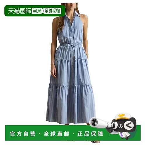 美国直邮Lauren Ralph Lauren 女士 条纹绒毛层叠衬衫式连衣裙
