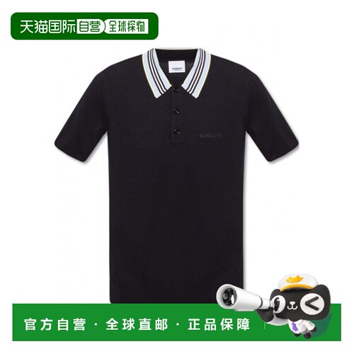 1h可退 香港直邮BURBERRY 男士POLO衫 80521561 AW2022 黑色 标志