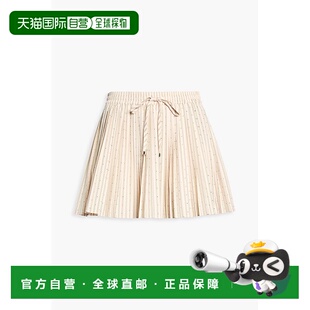 1h可退 香港直邮Sandro 女士 plisse-woven 水晶装饰条纹迷你半身