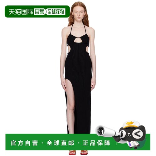 1h可退 香港直邮off-white 女士 黑色镂空连衣裙 OWHI081S23KNI00
