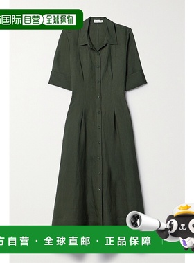 1h可退 香港直邮Simkhai 女士 Claudine 亚麻混纺衬衫式连衣裙 12