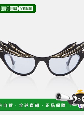 1h可退 香港直邮Gucci 古驰 女士 精饰猫眼太阳眼镜 colorful花色