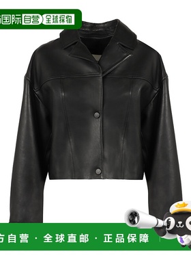 香港直邮Yves Salomon 翻领长袖皮夹克 24E24EYV20247APXX