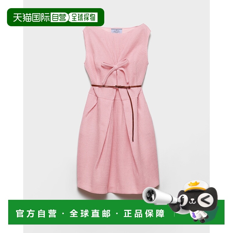 欧洲直邮PRADA (2025) 蝴蝶结羊毛针织连衣裙