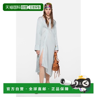 条纹长款 FW25女士蓝色粘胶纤维连衣裙长袖 Studios 欧洲直邮Acne