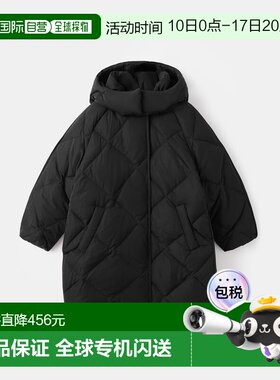 欧洲直邮Mango芒果 儿童黑色带帽羽绒服