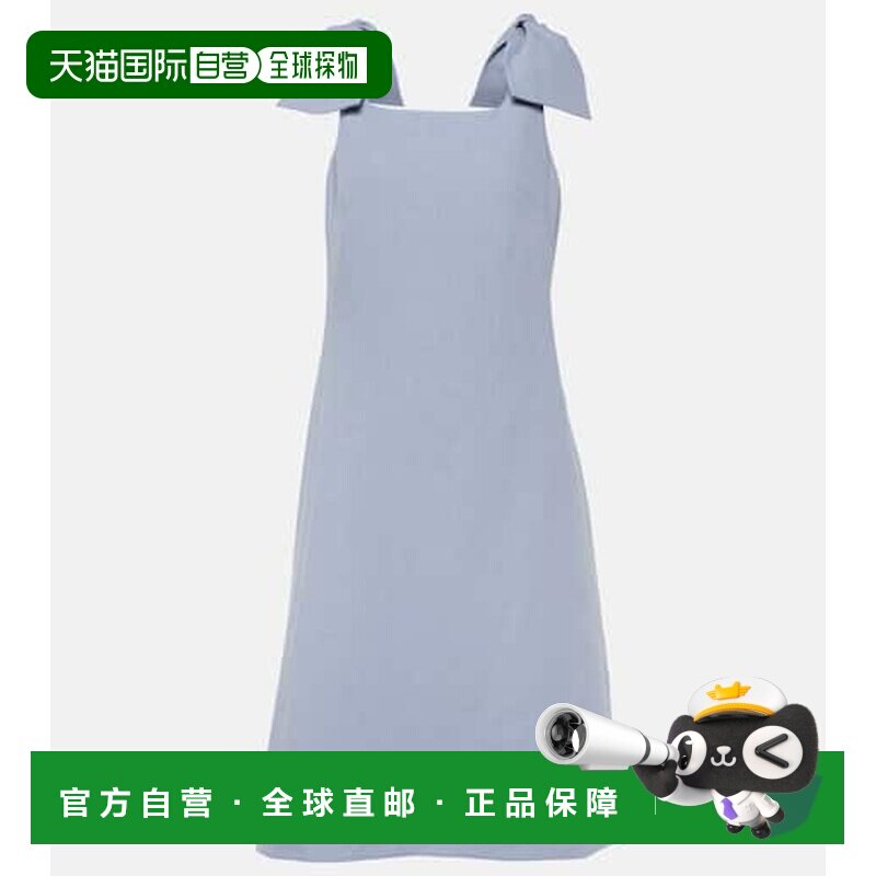 香港直邮Chloe 蔻依 女士 亚麻中长连衣裙 blue蓝【付后1h可退】