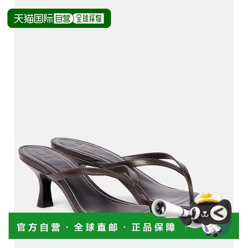 香港直邮Staud 女士 Freja 60 皮质凉拖 brown棕色 舒适时尚单鞋