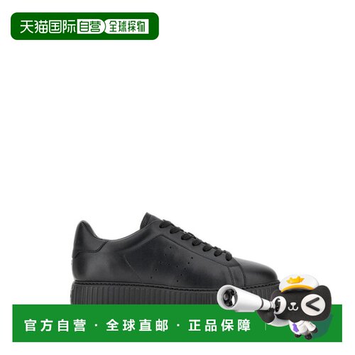1h可退 香港直邮Hogan 男士 H677 ALLACC H FORI 皮质黑色运动鞋