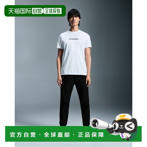 自营欧洲直邮On昂跑Train系列男士白色聚酯字母印花短袖T恤