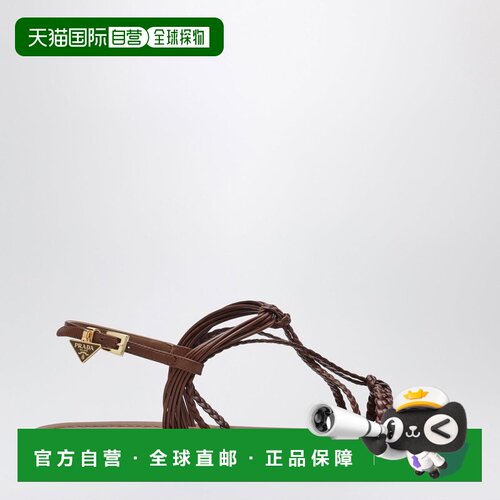 香港直邮Prada 普拉达 女士 皮质平底褐色凉鞋 1X406O005011F0054