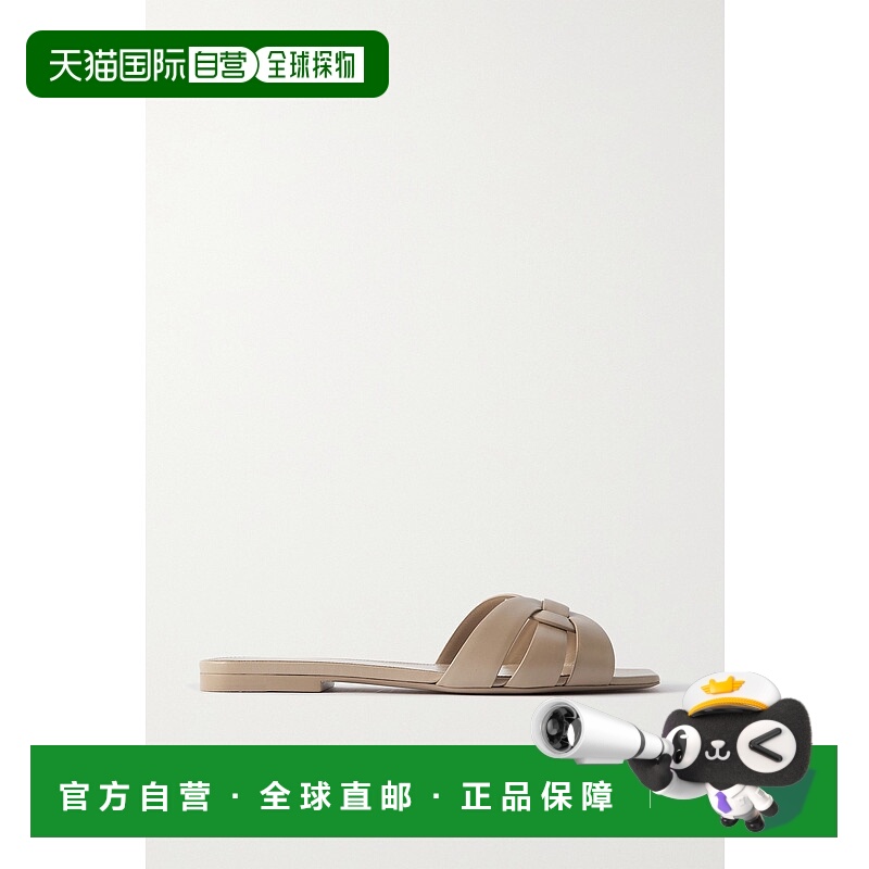 1h可退 香港直邮Saint Laurent 圣罗兰 女士 Tribute 编织皮革拖