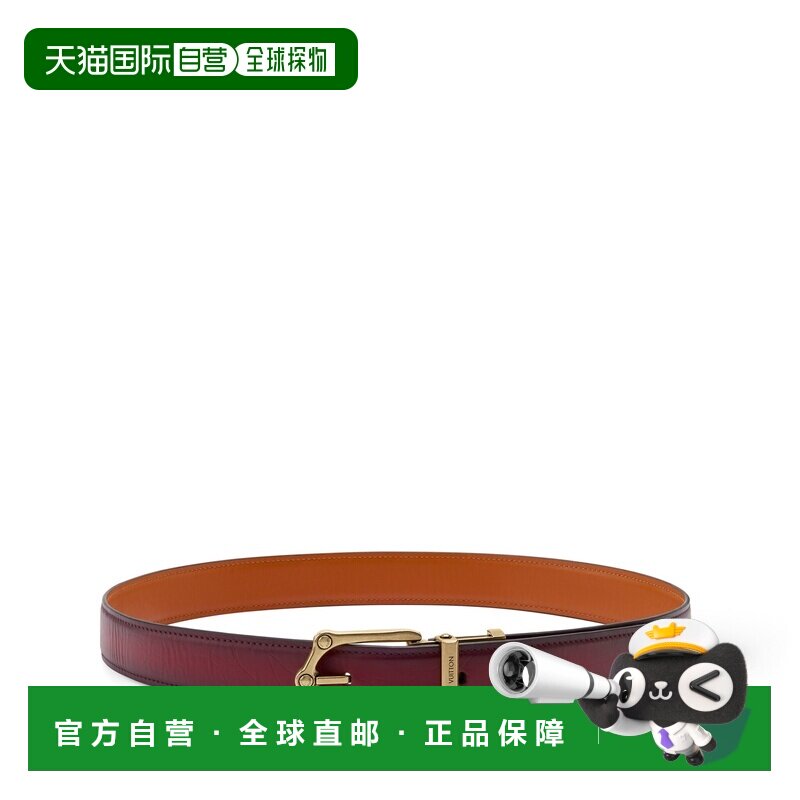 自营欧洲直邮LV路易威登 Frog男士波尔多红皮革双面腰带30mm皮带
