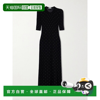 香港直邮Rabanne 女士 铆钉羊毛混纺中长连衣裙 26PMRO247ML0336