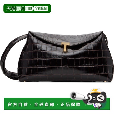 1h可退 香港直邮toteme 女士 棕色 T-Lock Croco-Embossed 手拿包