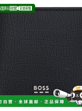 香港直邮BOSS 波士 男士 黑色 Logo Lettering 钱包