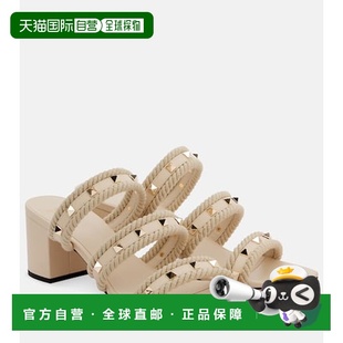 香港直邮Valentino 华伦天奴 女士 Torchon 60 铆钉皮质凉拖单鞋