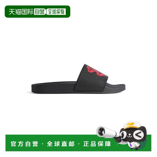 自营欧洲直邮Balenciaga巴黎世家 Pool男士黑色/红色胶带标识凉拖