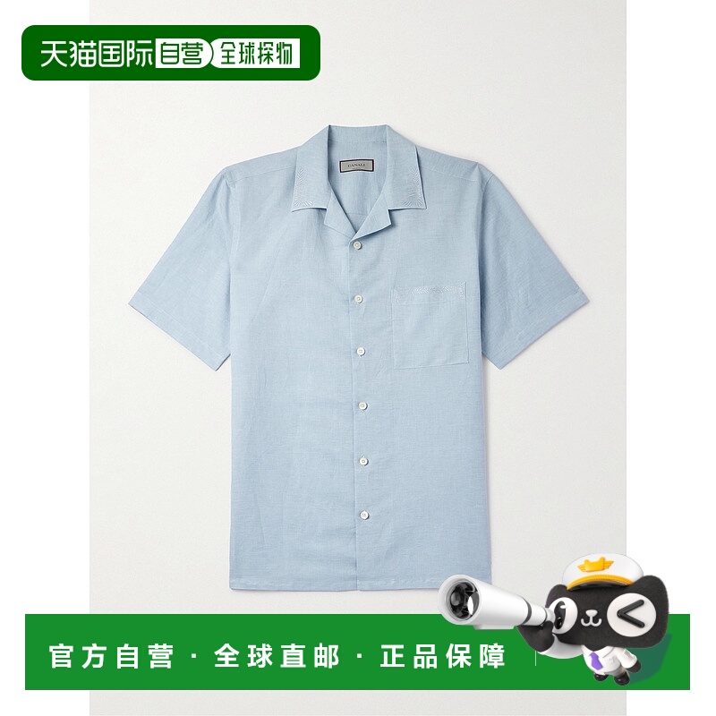 香港直邮Canali 康钠丽 男士 亚麻棉混纺衬衫 GL03647CSM305R401