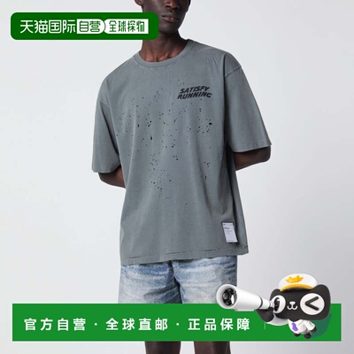 1h可退 香港直邮Satisfy 男士 MothTech 褪色设计黑色带Logo印花T