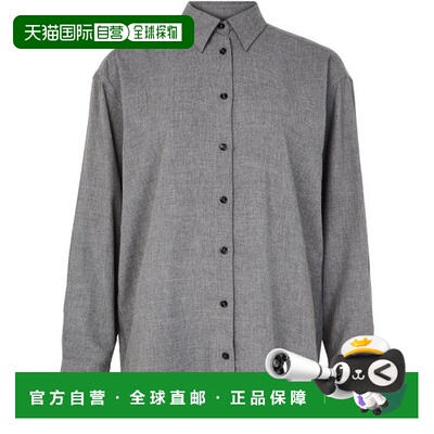 自营欧洲直邮Toteme Shirts&Tops女士中灰杂色粘胶纤维长袖衬衫