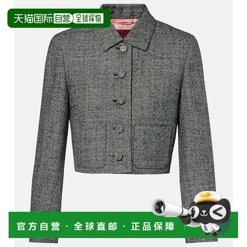 1h可退 香港直邮Gucci 古驰 女士 短款羊毛夹克 grey灰色 舒适时