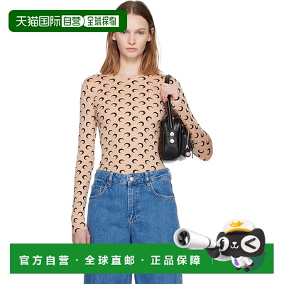香港直邮Marine Serre 女士 黄褐色 Recycled Moon Jersey Second