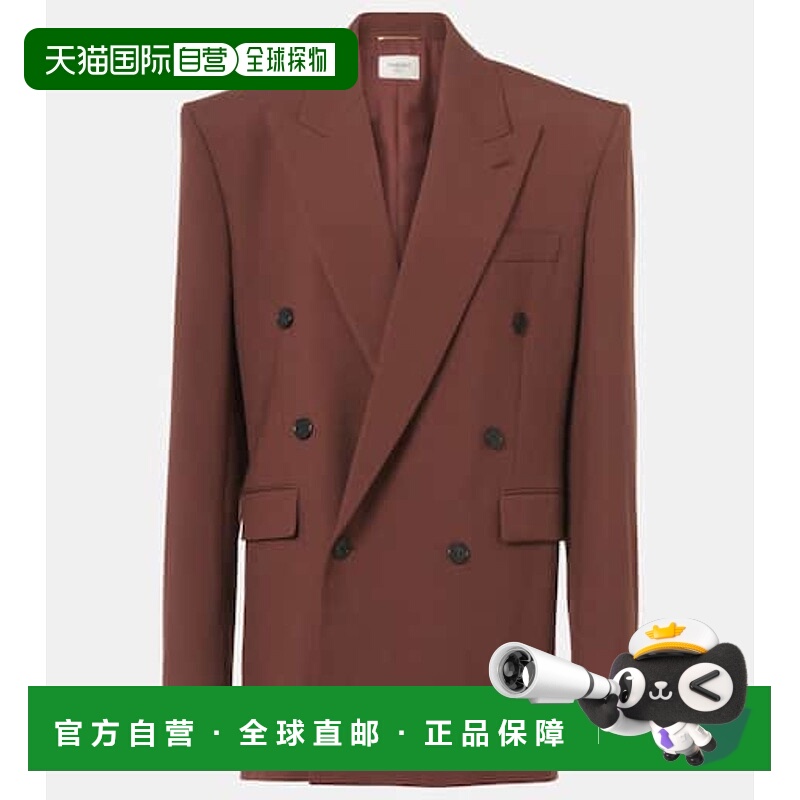 1h可退 香港直邮Saint Laurent 圣罗兰 女士 双排扣羊毛华达呢西