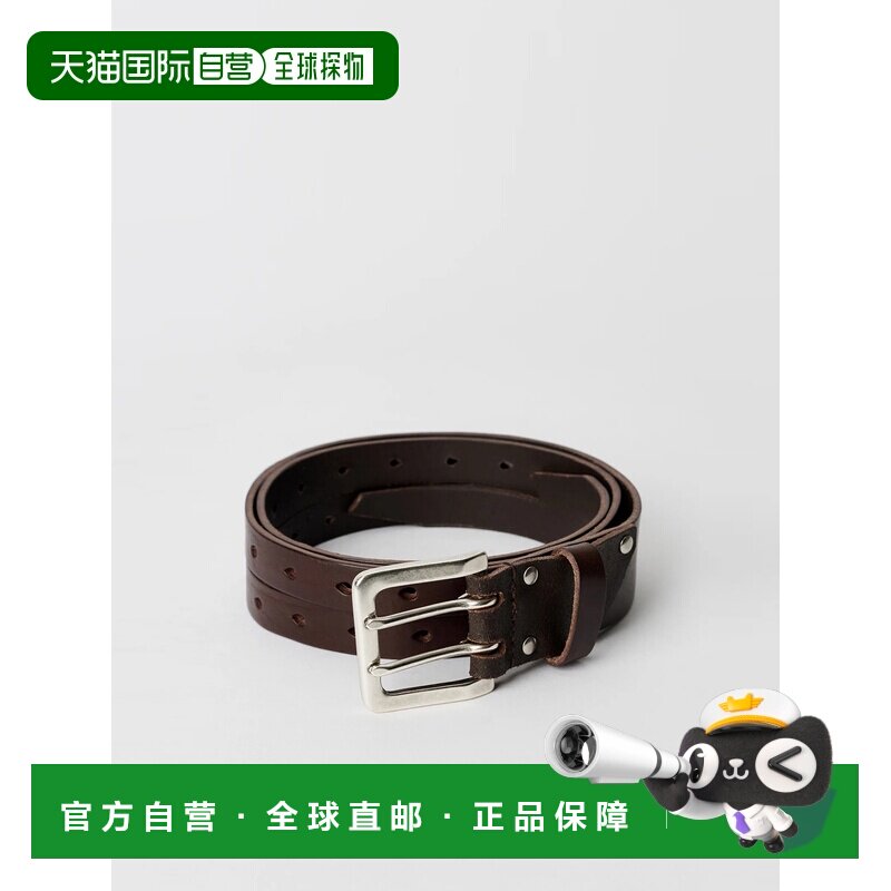 香港直邮Our Legacy 男士 Oily 裂缝棕色皮革皮带 NA42484OBROWN