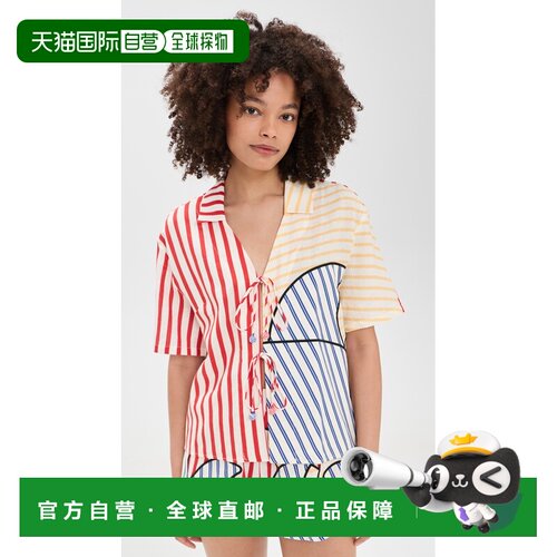 1h可退 美国直邮FARM RIO 女士 海军蓝条纹衫(米白色)  舒适时尚