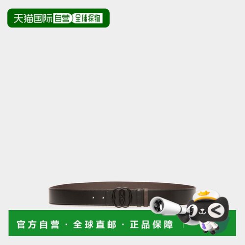 自营欧洲直邮Bally巴利 Emblem男士棕色/黑色皮革双面腰带