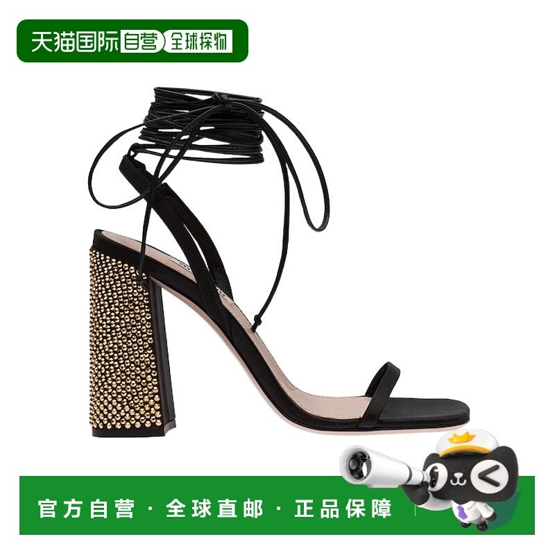 【99新未使用】香港直邮Miu Miu 缎面凉鞋 5X858D2BEWFM100高跟鞋