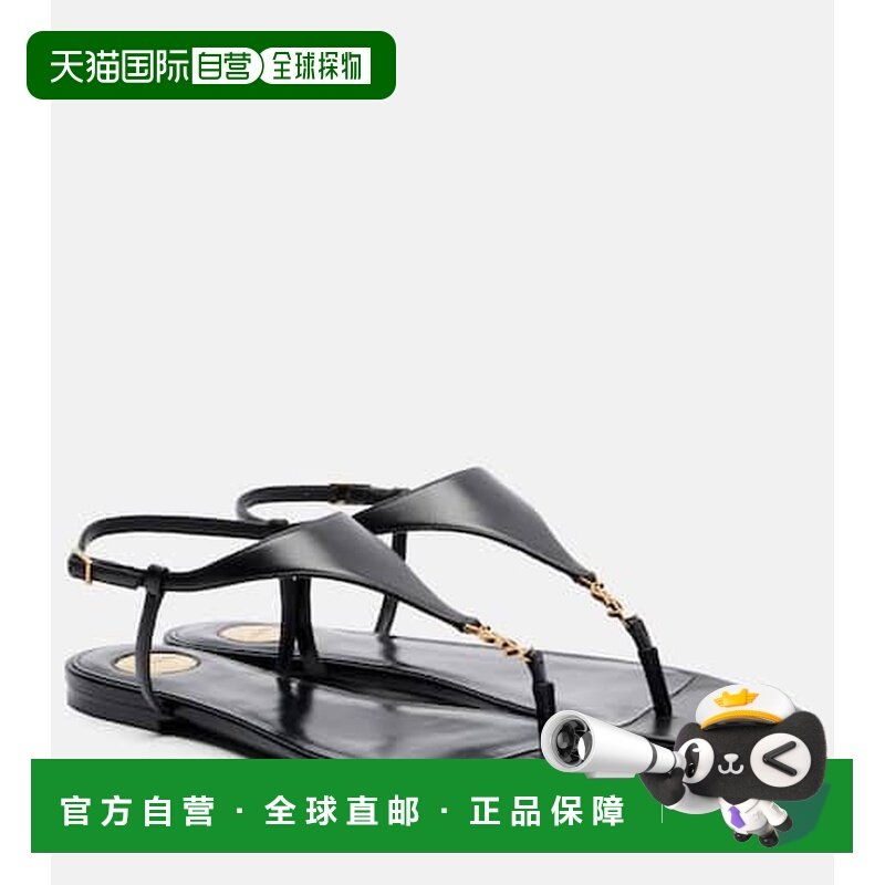 1h可退 香港直邮Saint Laurent 圣罗兰 女士 Cassandre 皮质人字,女鞋,时装凉鞋,淘宝优惠券,粉丝福利购,淘宝优惠卷